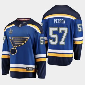 Kinder St. Louis Blues Eishockey Trikot David Perron #57 2019 Stanley Cup Playoffs Breakaway Player Blau